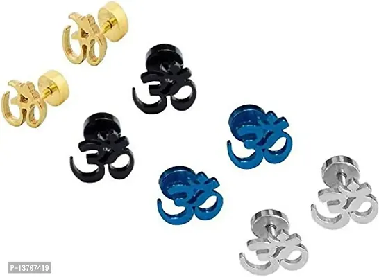 NIMZ Mens Jewellery Valentine Multi Golden Silver Dumbells Stud Kaju Bali Hoop earrings for men/Ear rings Combo For Men/Gents/Boys/unisex Non-Piercing Ear mens jewellery Copper Hoop Earring