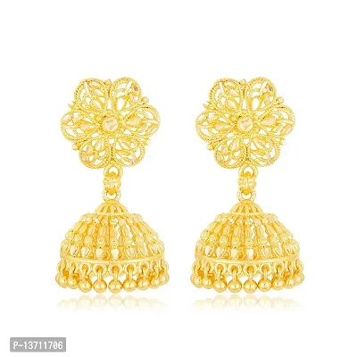 NIMZ One1 Gram Golden Earrings Traditional south indian earrings Screw Back 18k Gold Jhumka Jhumki Stud Combo Earrings For Women girls Temple Jewellery Ethnic Earrings Set For women-Gold Jhumki-N110