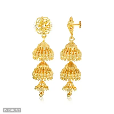 NIMZ One1 Gram Golden Earrings Traditional south indian earrings Screw Back 18k Gold Jhumka Jhumki Stud Combo Earrings For Women girls Temple Jewellery Ethnic Earrings Set For women-Gold Jhumki-N134-thumb0