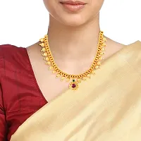 Karishma Kreations Traditional Pearl Moti South Indian Temple Jewellery Maharashtrian Marathi Kolhapuri Saaj Broad Tushi Thushi Mangalsutra Pendant Choker Necklace 1 Gram Gold Thushi for Girls Women-thumb2