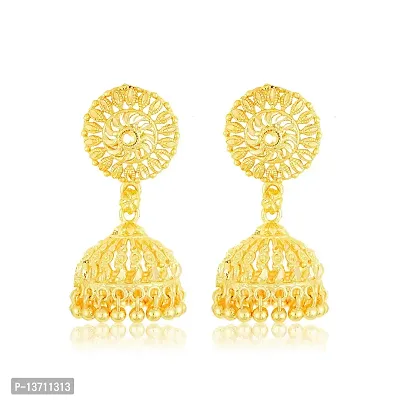 NIMZ One1 Gram Golden Earrings Traditional south indian earrings Screw Back 18k Gold Jhumka Jhumki Stud Combo Earrings For Women girls Temple Jewellery Ethnic Earrings Set For women-Gold Jhumki-N127