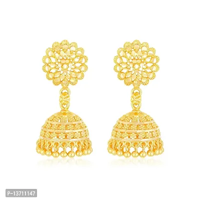 NIMZ One1 Gram Golden Earrings Traditional south indian earrings Screw Back 18k Gold Jhumka Jhumki Stud Combo Earrings For Women girls Temple Jewellery Ethnic Earrings Set For women-Gold Jhumki-N112