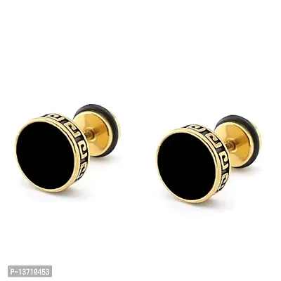 NIMZ Mens Jewellery Valentine Multi Gold Stud Bali Hoop earrings for men/Ear rings Combo For Men/Gents/Boys/unisex Non-Piercing Ear mens jewellery Cubic Zirconia Copper, Brass Hoop Earring