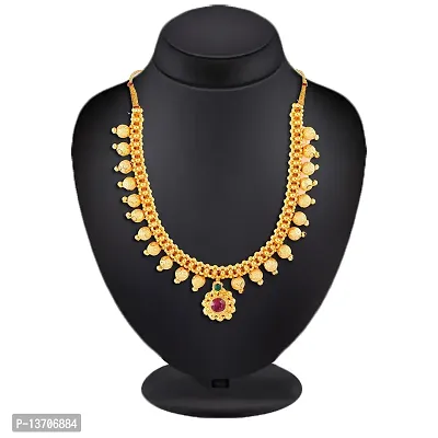 Karishma Kreations Traditional Pearl Moti South Indian Temple Jewellery Maharashtrian Marathi Kolhapuri Saaj Broad Tushi Thushi Mangalsutra Pendant Choker Necklace 1 Gram Gold Thushi for Girls Women-thumb2