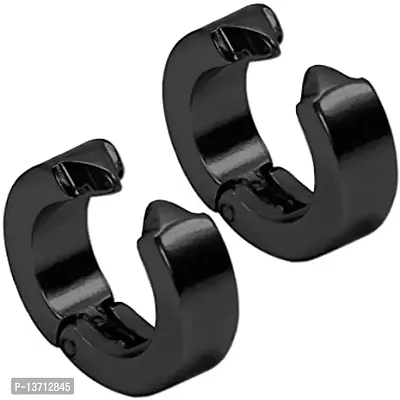 NIMZ Mens Jewellery Valentine Balck Stud Bali Hoop earrings for men/Ear rings Combo For Men/Gents/Boys/unisex Non-Piercing Ear mens jewellery Cubic Zirconia Copper, Brass Hoop Earring