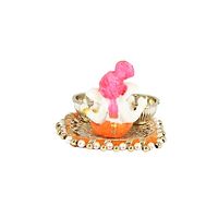 Decorative Puja Thali/Pooja Thali/Haldi Kumkum Holder With Pink Turban Ganesh -(3.25 X 2.75 Inch)-thumb3