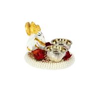 Decorative Puja Thali/Pooja Thali/Haldi Kumkum Holder With Pink Turban Ganesh -(3.25 X 2.75 Inch)-thumb2