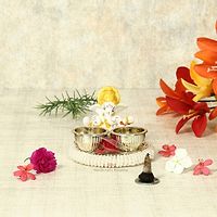 Decorative Puja Thali/Pooja Thali/Haldi Kumkum Holder With Pink Turban Ganesh -(3.25 X 2.75 Inch)-thumb3