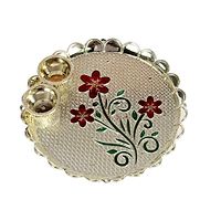 Decorative Haldi Kumkum Holder/ Puja Thali / Pooja Thali With Enamel Floral Design (5.5 X 4 Inch) - Set Of 2 Pc-thumb2