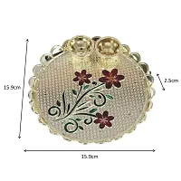 Decorative Haldi Kumkum Holder/ Puja Thali / Pooja Thali With Enamel Floral Design (5.5 X 4 Inch) - Set Of 2 Pc-thumb1