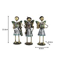 Handmade Decorative Musician Ladies With Butterfly Wings Showpiece Gift Item For Home Decor In Wrought Iron - Set Of 3 Pieces-thumb2