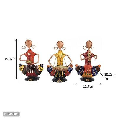 Handmade Decorative Musician Ladies Showpiece Gift Item For Home Decor In Wrought Iron - Set Of 3 Pieces-thumb3