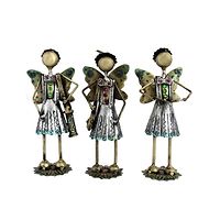 Handmade Decorative Musician Ladies With Butterfly Wings Showpiece Gift Item For Home Decor In Wrought Iron - Set Of 3 Pieces-thumb1