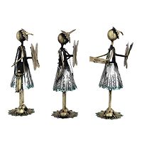 Handmade Decorative Musician Ladies With Butterfly Wings Showpiece Gift Item For Home Decor In Wrought Iron - Set Of 3 Pieces-thumb3