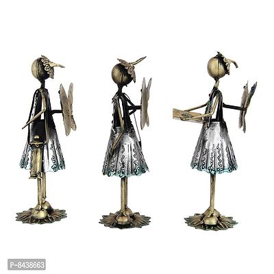 Handmade Decorative Musician Ladies With Butterfly Wings Showpiece Gift Item For Home Decor In Wrought Iron - Set Of 3 Pieces-thumb4