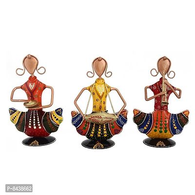 Handmade Decorative Musician Ladies Showpiece Gift Item For Home Decor In Wrought Iron - Set Of 3 Pieces-thumb2