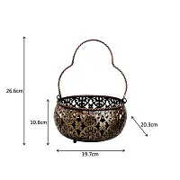 Handmade Cut Work Basket For Fruits And Utilities For Home And Kitchen In Wrought Iron-thumb2