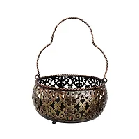 Handmade Cut Work Basket For Fruits And Utilities For Home And Kitchen In Wrought Iron-thumb3