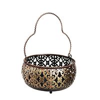 Handmade Cut Work Basket For Fruits And Utilities For Home And Kitchen In Wrought Iron-thumb2