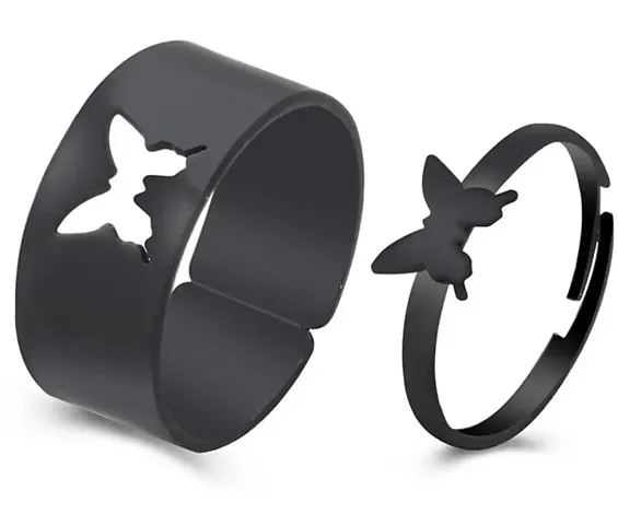 Butterfly couple adsutable ring set