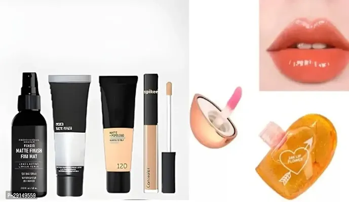 COMBO FIXER+PRIMER+FOUNDATION+CONCEALER WITH 1HEART SHAPE LIP GLOSS