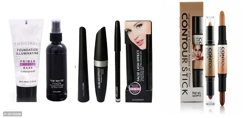 MASCARA, KAJAL EYE LINER WITH 2 IN 1 CONOUR HIGHLIGHTER WITH PRIMER AND FIXER