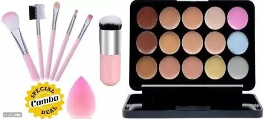 15 SHADES CONTOUR PALLET WITH 1 PUFFY FOUNDATION BRUSH I PUFF AND 5 IN1 BRUSH