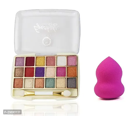 MINI EYE SHADOW 18 SHADES WITH 1 MAKEUP BLENDER PUFF