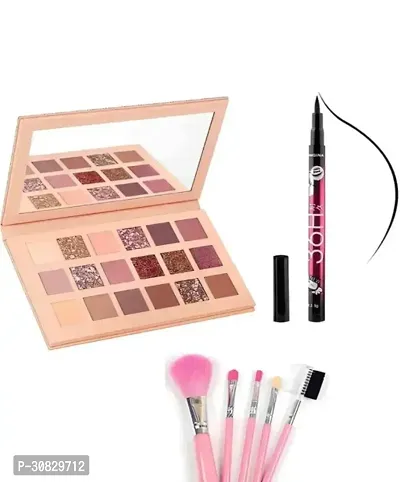 one nude 18 shades eye shadow with 5 in 1 brushes and 1 eye liner-thumb0