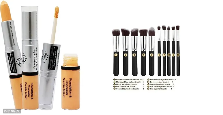 2 in 1 concealer and foundation with 10 in 1 makeup brushes