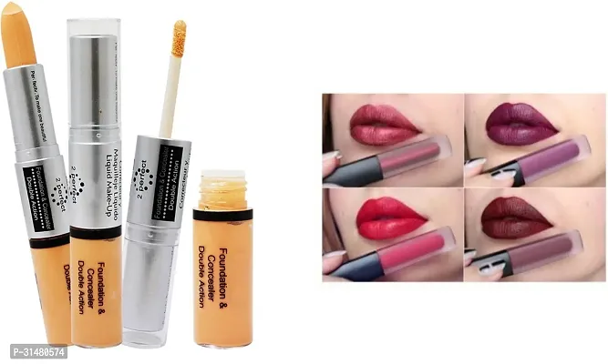 2 in 1 concealer and foundation with 4 in 1 red addition lipstick liquid matte