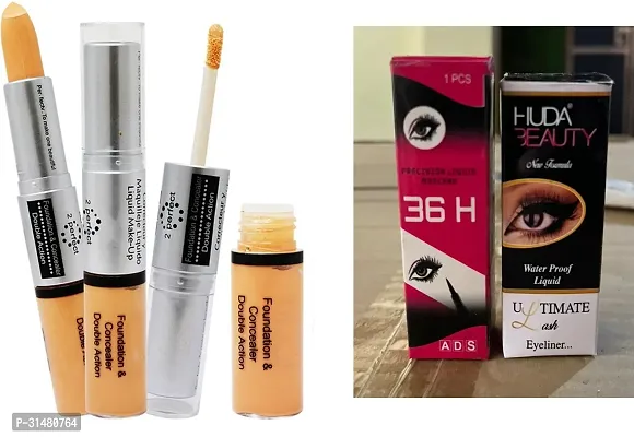 2 in 1 concealer and foundation with 1 eyeliner and 1 mascara