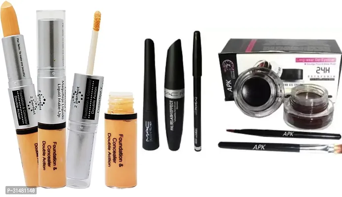 2 in 1 concealer and foundation with free 1 music flower gel eyeliner with 3 in 1 mascara kajalk eyeliner-thumb0