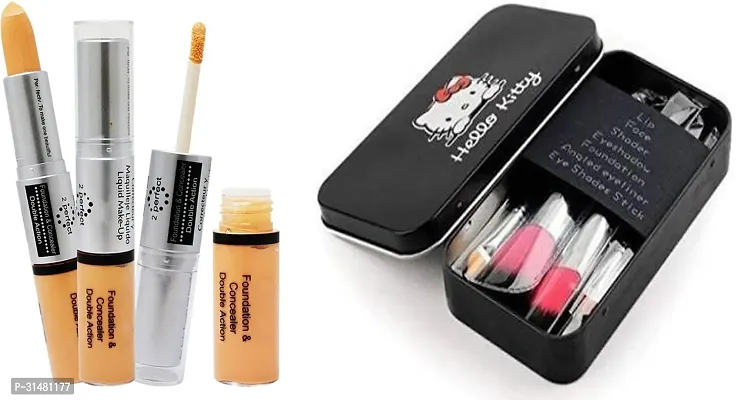 2 in 1 concealer and foundation with 1 hello kitty 7 brushes set