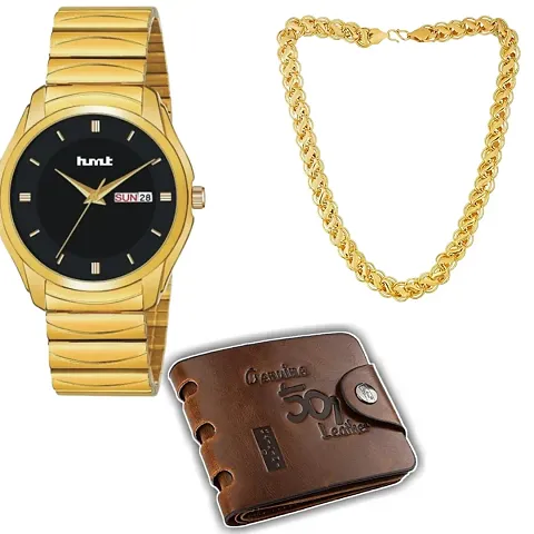 Stylish Men's watch, wallet 2 Chain