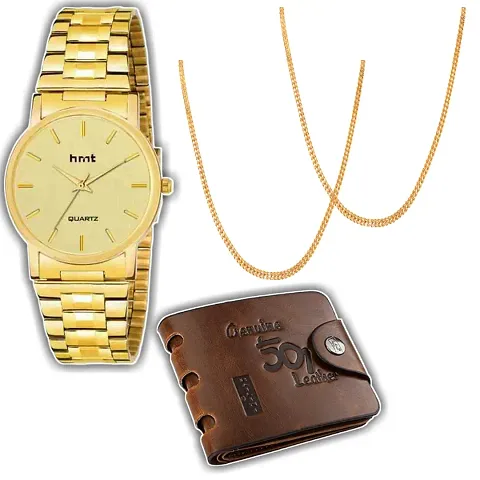 Stylish Men's watch, wallet 2 chain