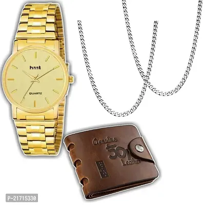 Classy Analog  Watches for Men with 2 Chain and 1 Wallet-thumb0