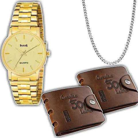 Stylish Men's watch, wallet 2 chain