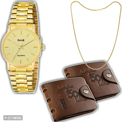Classy Analog  Watches for Men with 2 Wallet and 1 Chain