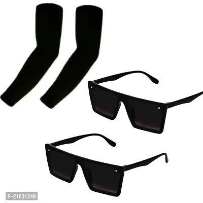 Combo Of 2 Black Stylish Goggles And 1 Pair Of Sleeves