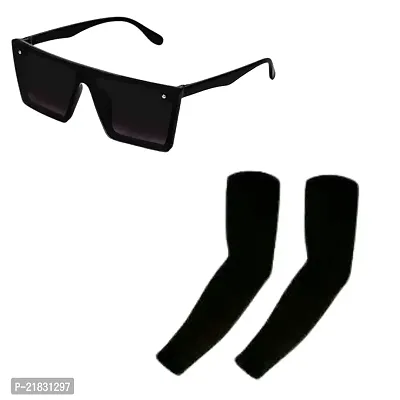 Combo Of 1 Black Stylish Goggles And 1 Pair Of Sleeves