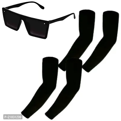 Combo Of 1 Black Stylish Goggles And 2 Pair Of Sleeves