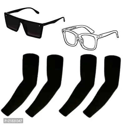 Combo Of 2 Pair Of Sleeves With 1 Black Goggles And 1 Transparent Stylish Goggles