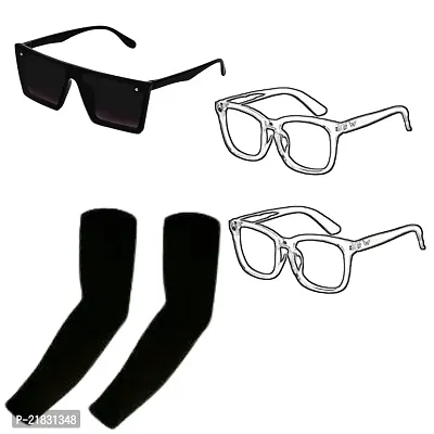 Combo Of 2 Transparent goggles And 1 Black Stylish Goggle With 1 Pair Of Sleeves-thumb0