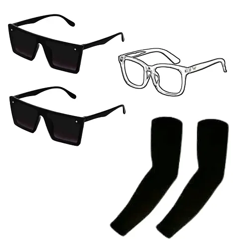 Stylish Solid Sunglasses with Arm Sleeve