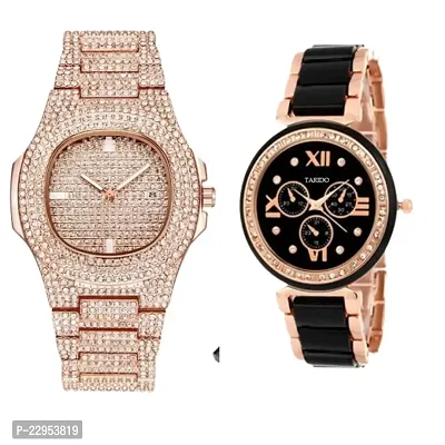 Combo Of 1 Trendy Rose Gold Diamond Watch And 1 Fancy Watch-thumb0