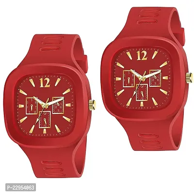 Combo Of 2 Red Trendy Men's Analog Watches-thumb0