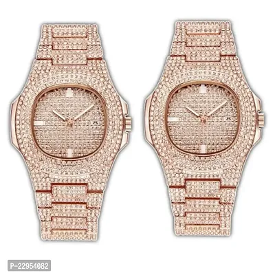 Combo Of 2 Trendy Rose Gold Diamond Watches