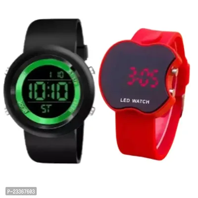 Combo Of 1 Trendy Stylish Watch For Unisex And 1 Red Cut Apple Watch