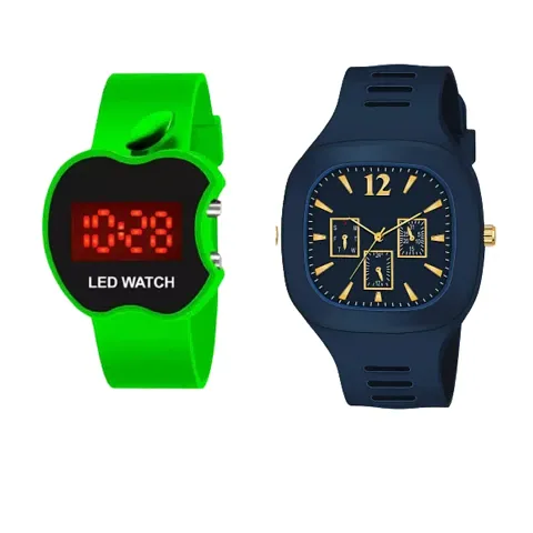 Classy Analog Digital Watches for Couple, Pack of 2